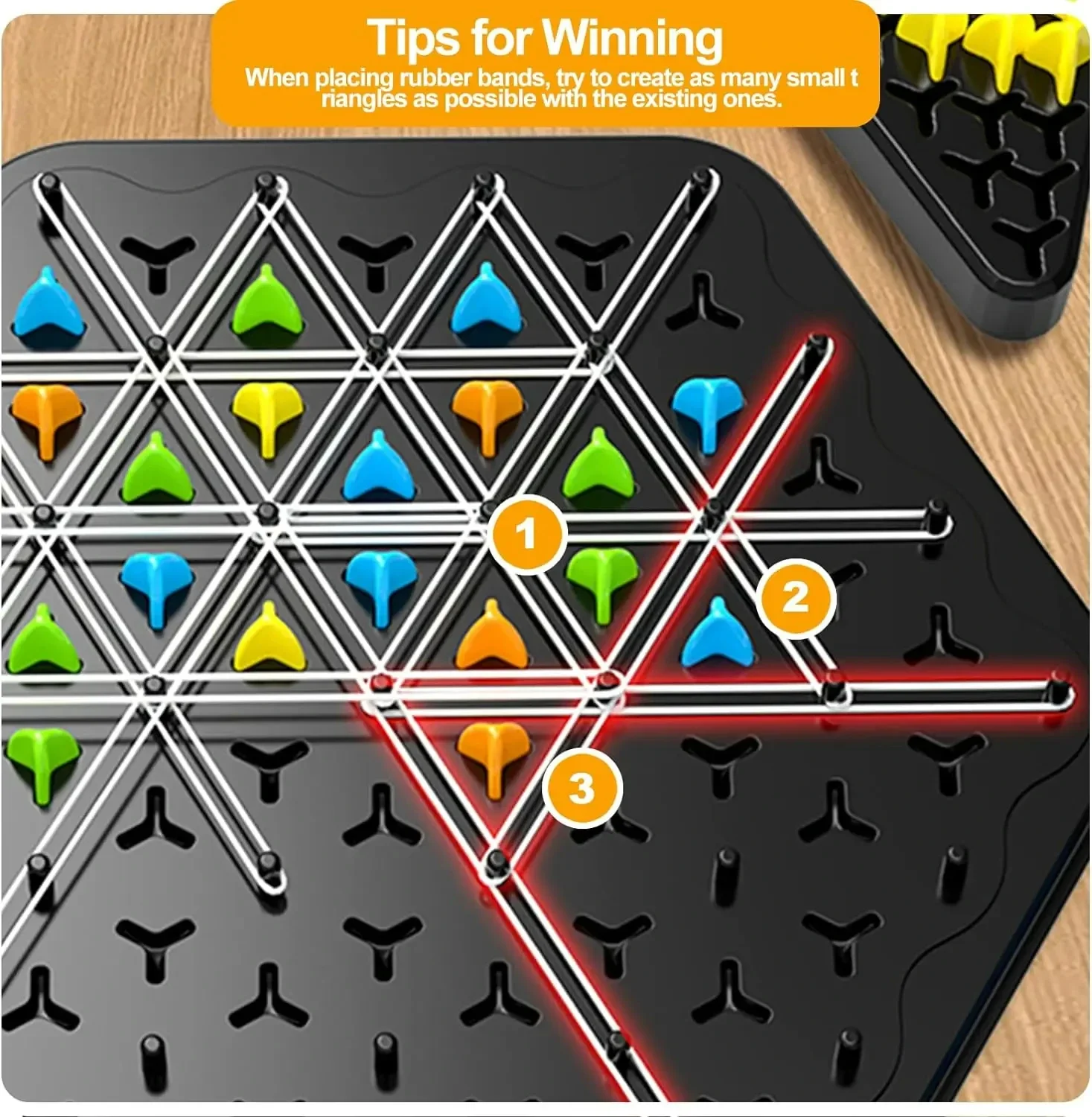 Chain Triangle Chess Game Triggle Rubber Band Game Educational Interactive Battle Set For Family Party Gift