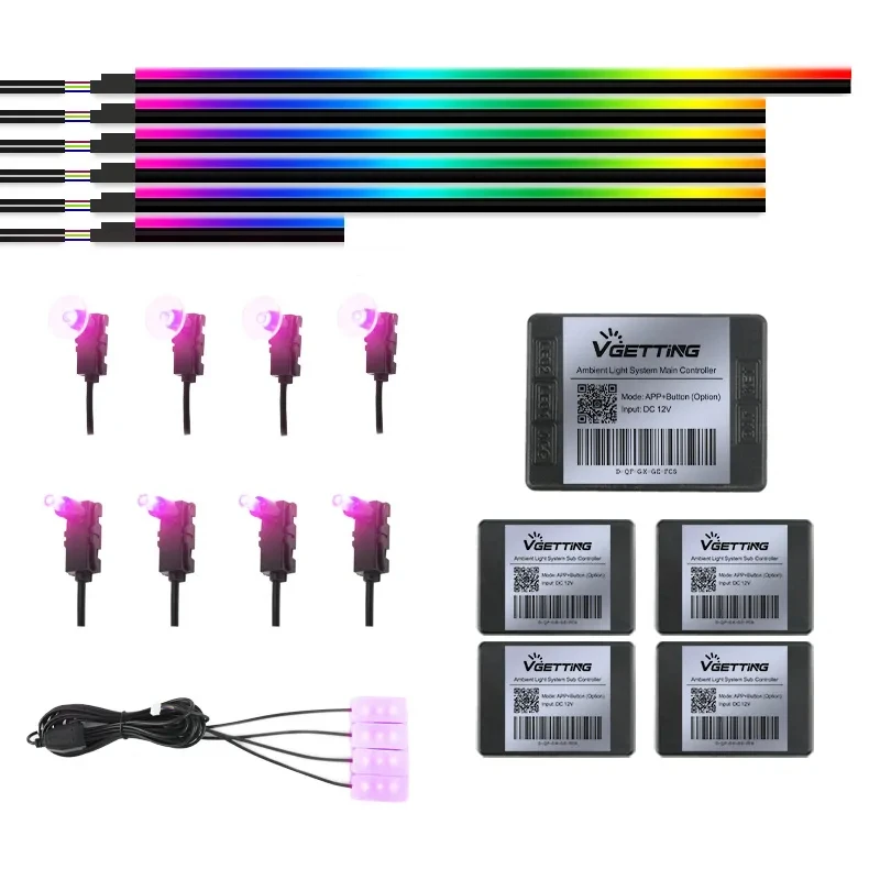 Tesla Car Ambient Lights - RGB 64-Color LED Interior Strip Symphony Atmosphere Lamp Accessories