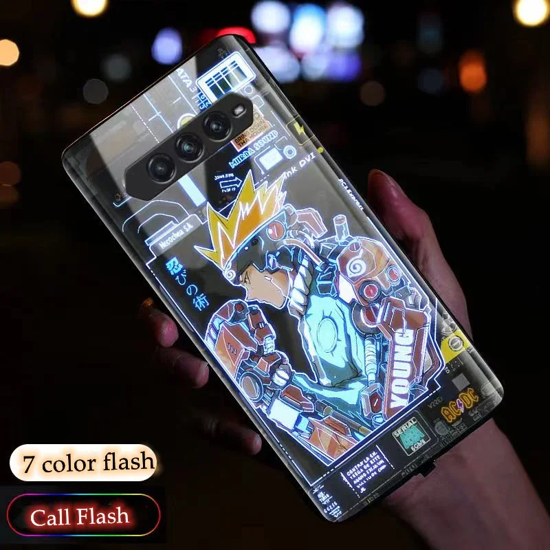 Светящийся светодиодный чехол для Black Shark 4, защитная задняя крышка из закаленного стекла для Xiaomi Black Shark 5 Pro 5RS