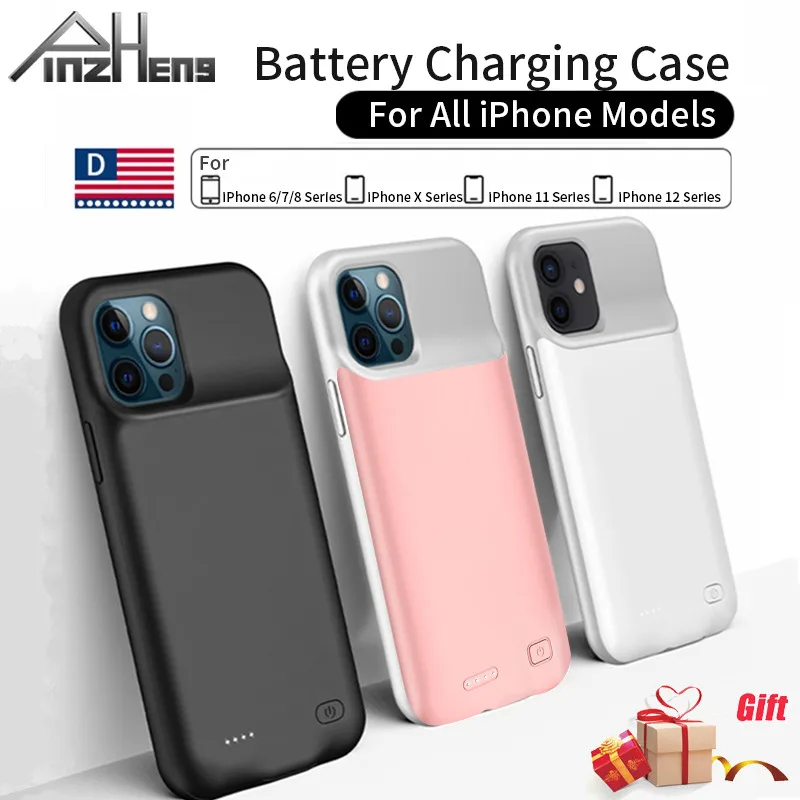 PINZHENG Battery Charger Case For iPhone 7 8 6 6S Plus Charging X XS 12 11 Pro Max Portable Power Bank | Мобильные телефоны и