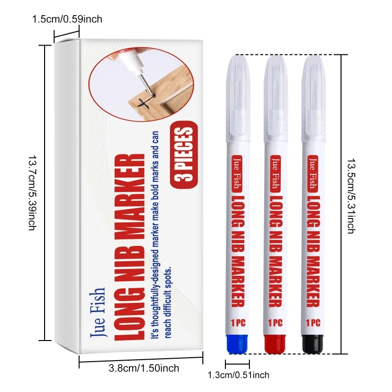 

3x/Set Oil-Based Marker Pen Deep Hole Marker Pen Long Nose Marker Quick-Drying Carpenter Marker Oil-Based Marker Dropship