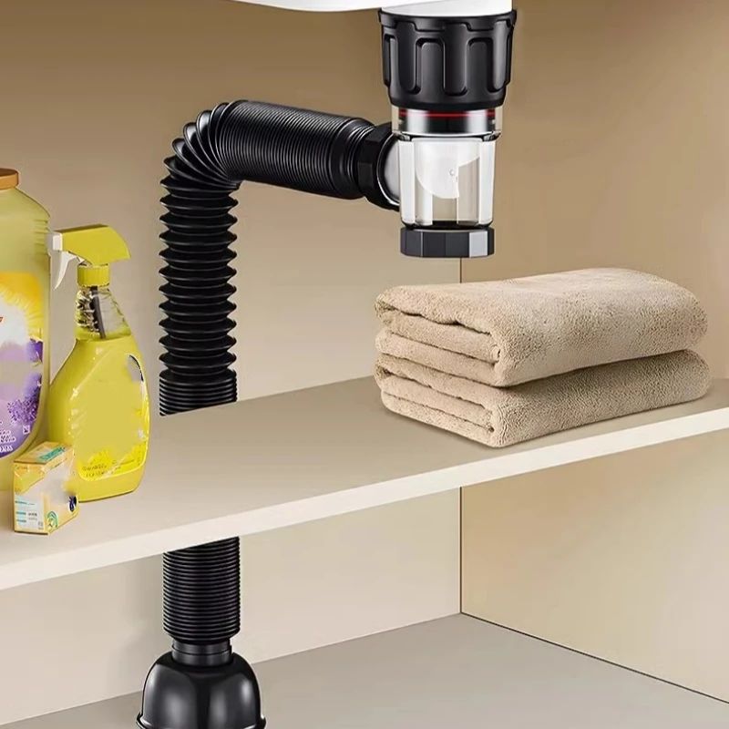 Kitchen Sink Drain Flip-Top Retractable Deodorizing Filter Flexible Downspout Bathroom Sink Anti Clogging Kitchen Accessories