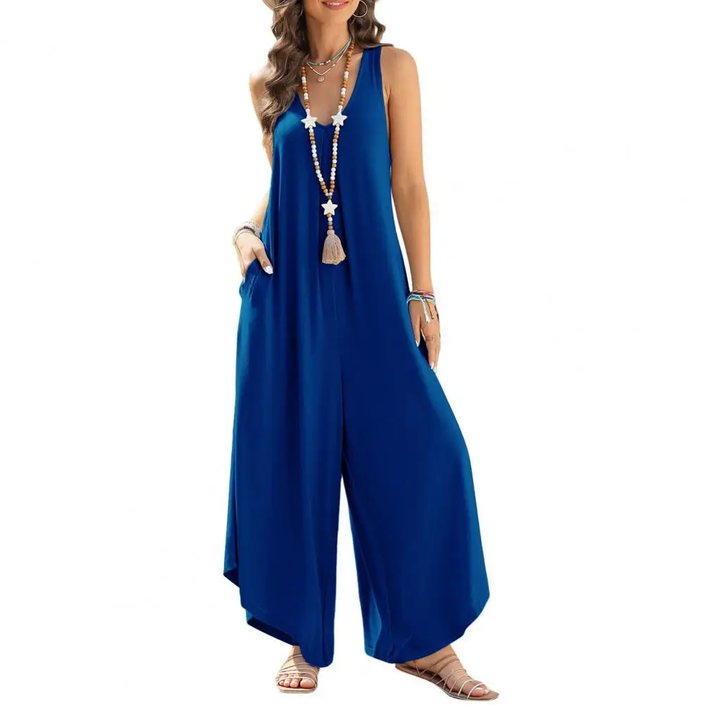 

2023 Summer Women Long Jumpsuit Overalls Women Shorts Casual Black Loose Rompers Wide Leg Jumpsuit with Pockets for Women Summer