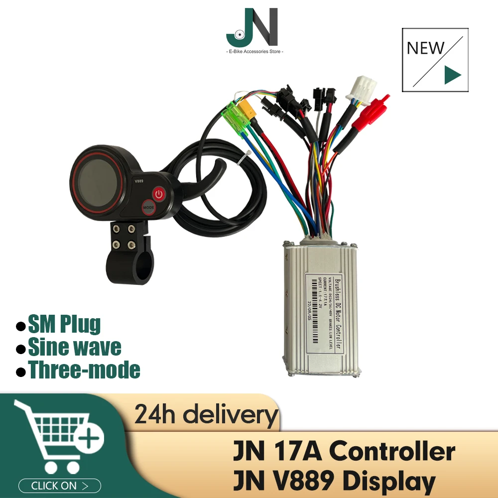 Jn 36v 48v 17a Threemode Sinewave Ebike Controller With Jn V889 Lcd