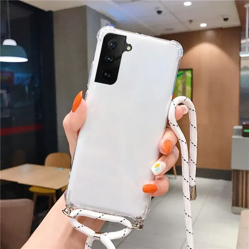 Shockproof Silicone Crossbody Necklace Transparent Phone Case