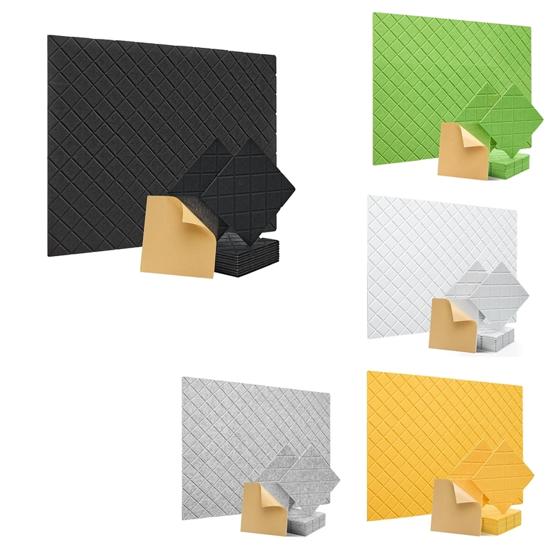 

12 Pack 12X12x0.4Inch Self Adhesive Sound Absorbing Panels Acoustic Foam Panels For Recording Studio,Office Yellow