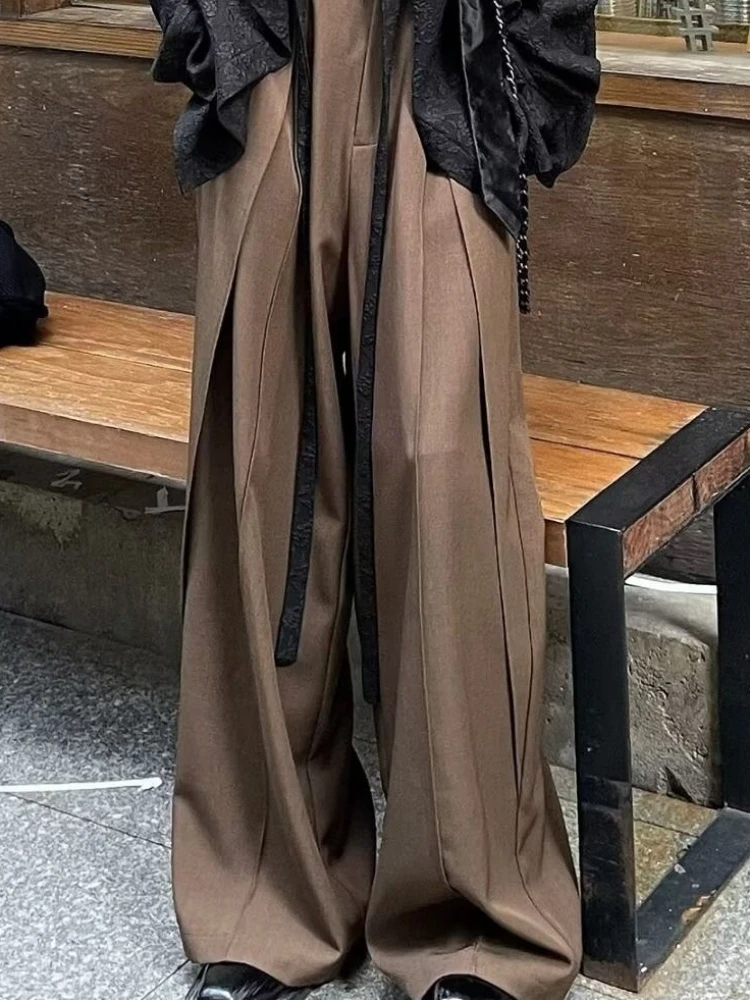 ADAgirl Vintage Japanese Style Woman Baggy Suit Pants Y2k Pleated Black Harajuku Gothic Korean Fashion Streetwear Summer Bottoms