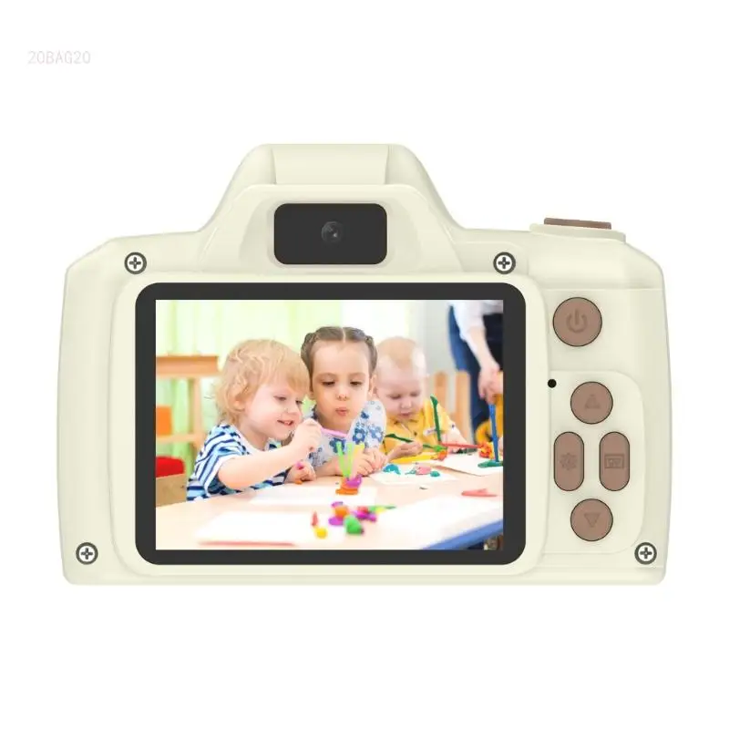 Kids Camera with Long Lens and 2.4" Large Screen Children Video Recorder 4800W Front Rear Camera Birthday Gift