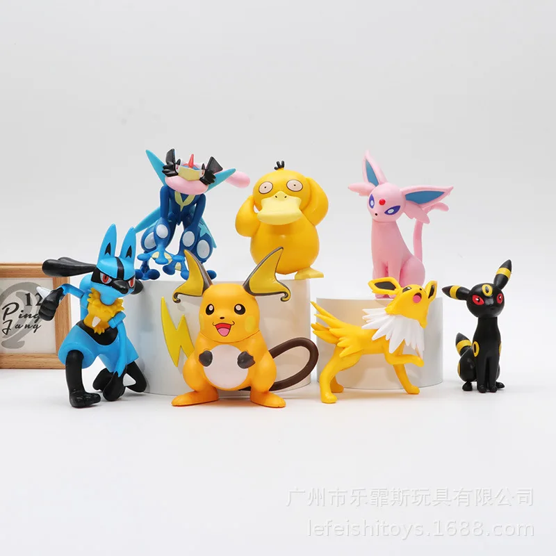 

7pcs/Set Pokemon Umbreon Lucario Psyduck Espeon Greninja Toy Model Action Figure Anime Pokémon Plush Doll Collection Toy Gift
