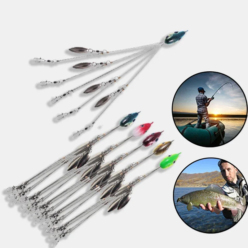 FOCARP 5 Arms Alabama Umbrella Rig Fishing Ultralight Tripod Bass Lures  Bait Kit Junior Ultralight Willow Blade Multi-Lure Rig