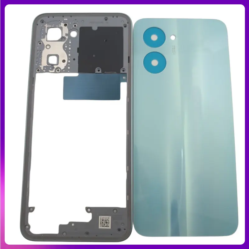 

For OPPO Realme C33 RMX3624 Phone Housing Middle Frame+Battery Cover Back Panel Rear Housing Door Case With Logo