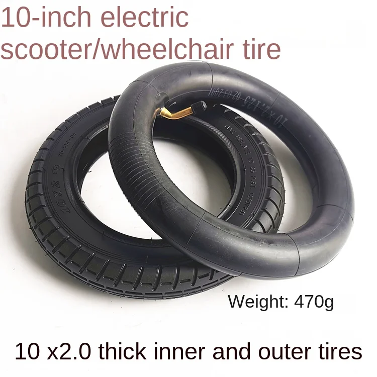 10 inch electric wheelchair front wheels 10x2.0 inner and outer tubes 10x2 tubeless solid tires