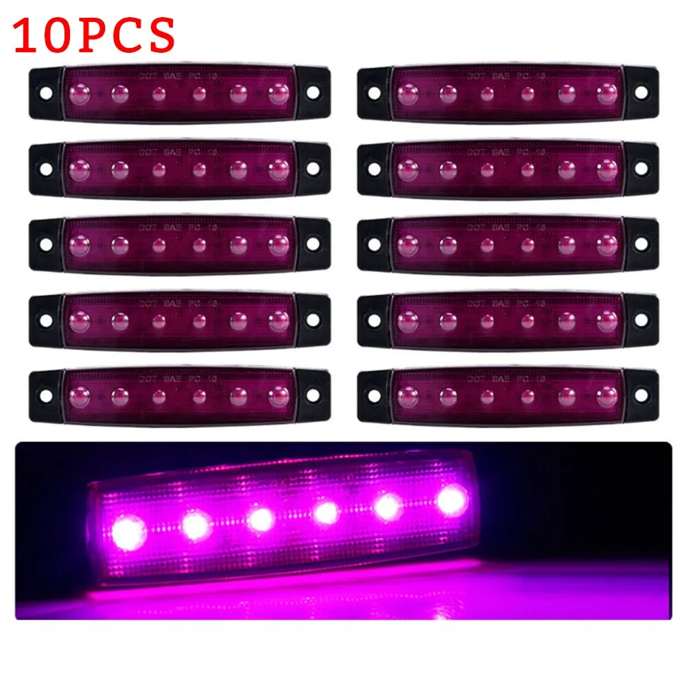 

10Pcs 6LED Rock Light Oblong Purple Side Marker Lights Indicator Working Lights For Car Truck Lorry Boat Parts Replacement Tool