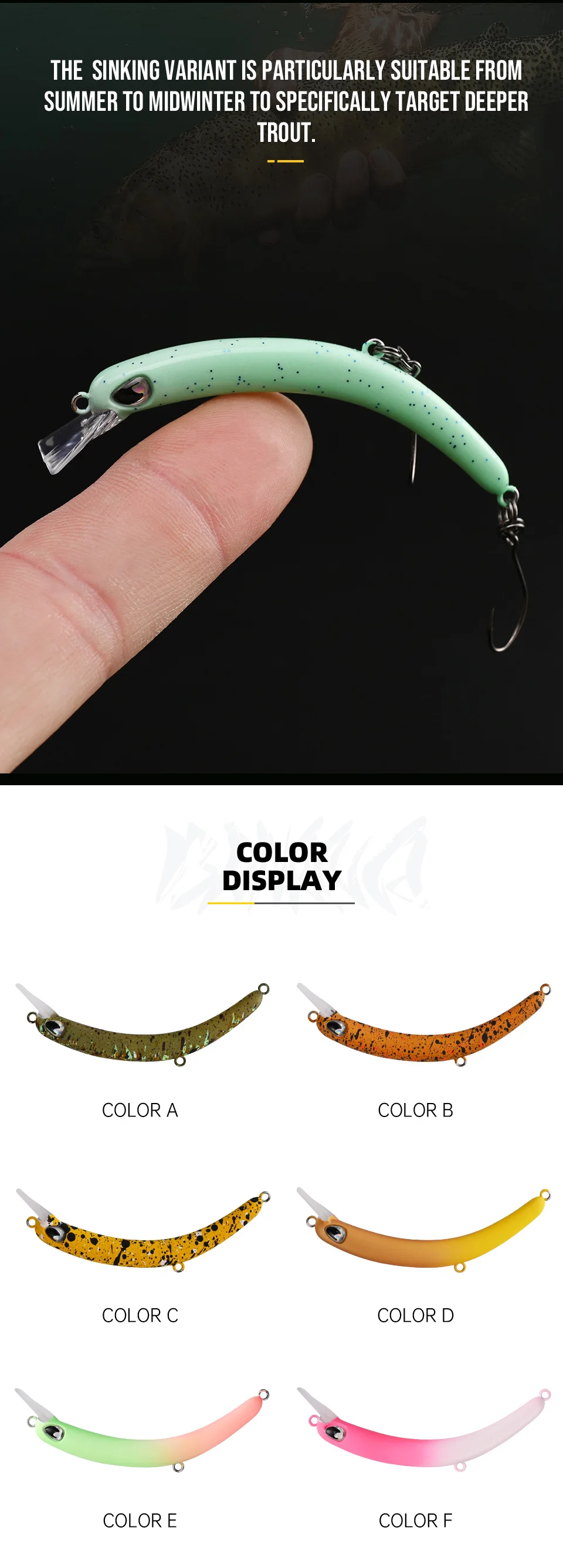 BLUX BANANA 60S Kurbelköder 2,8g 60mm BFS Bereich Forelle Wobbler Angelköder Süßwasser Minnow Kurbel Künstlicher harter Köder Tackle – Detail 4