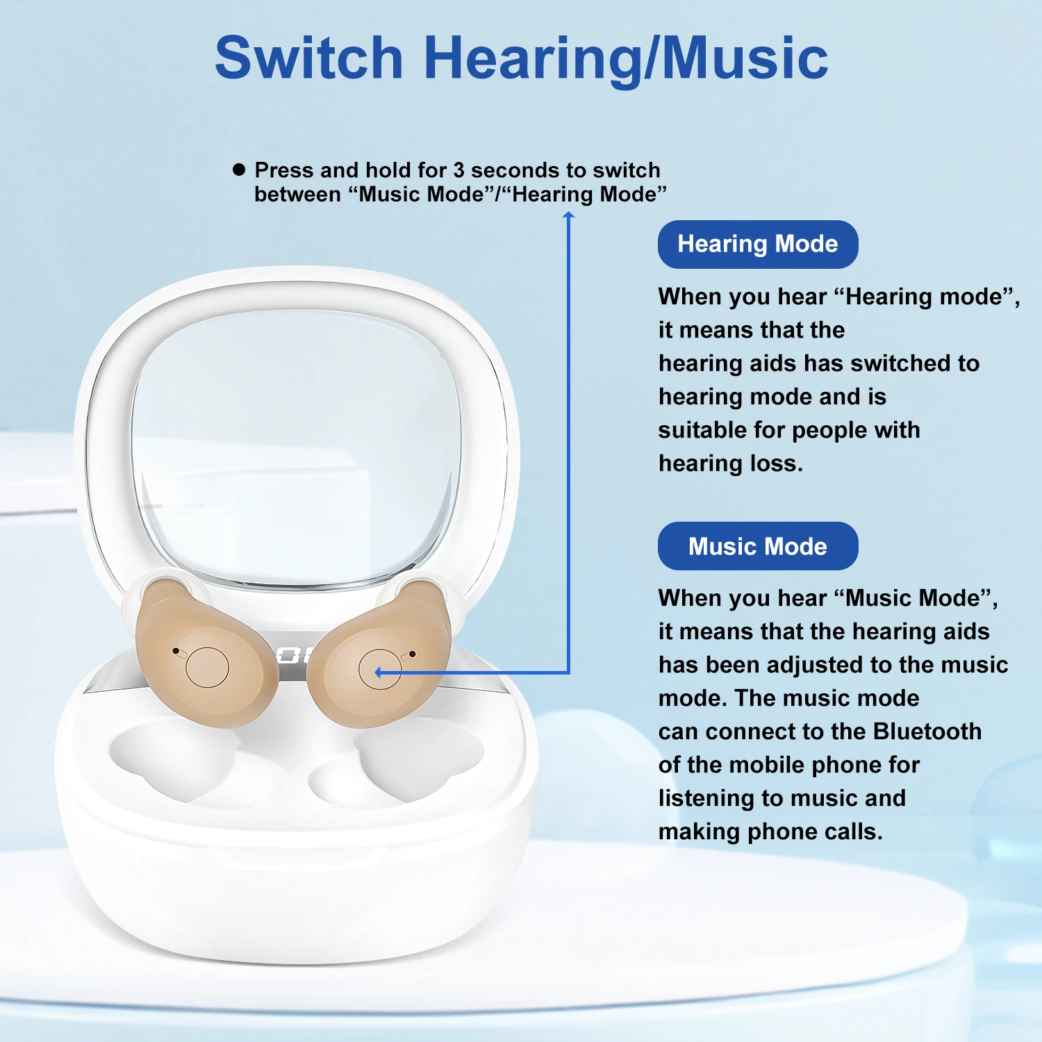 Rechargeable Bluetooth Hearing Aids For Deafness High Quality 16 Channels Sound Amplifier With APP Control Audifonos_voghion.com