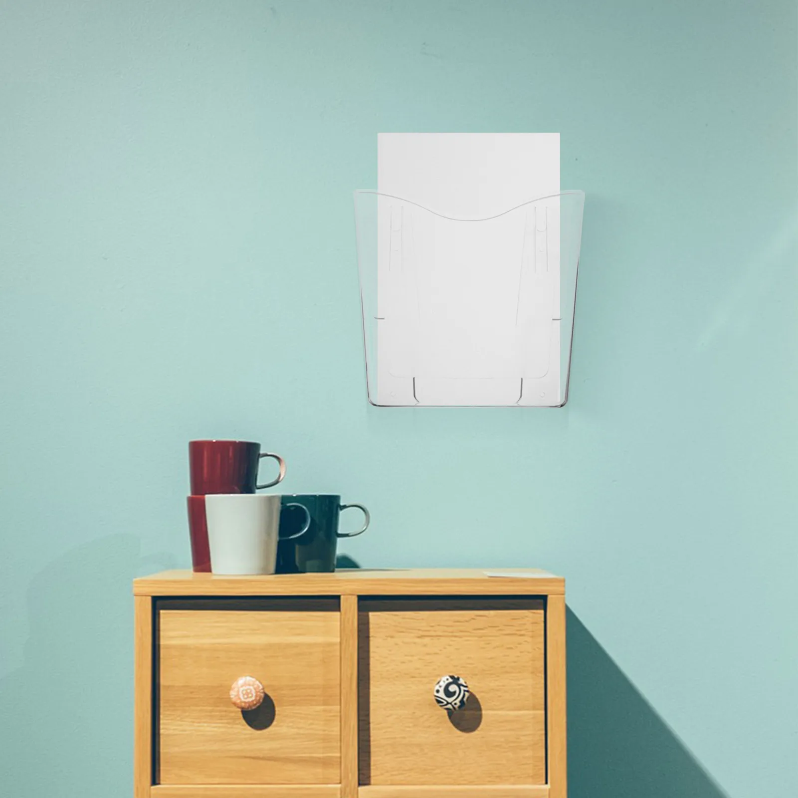 벽걸이형 잡지꽂이 투명 플라스틱 문서 홀더 정리함 가정 사무실용 투명 브로셔 전시대