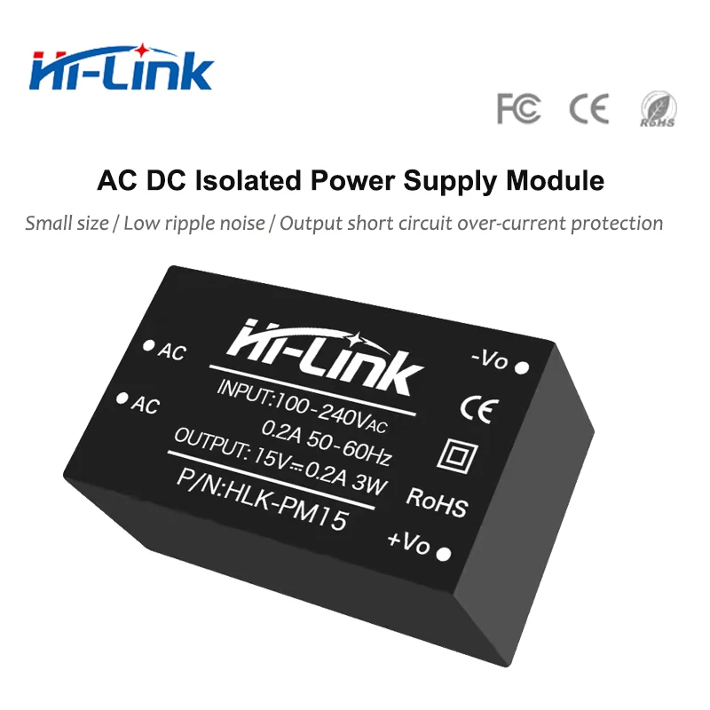 10PCS HLK-PM01 PM03 PM09 PM12 PM15 PM24 AC-DC 전원 모듈 3W 절연형 3.3V/5V/9V/12V/15V/24V 출력 85-265VAC 입력