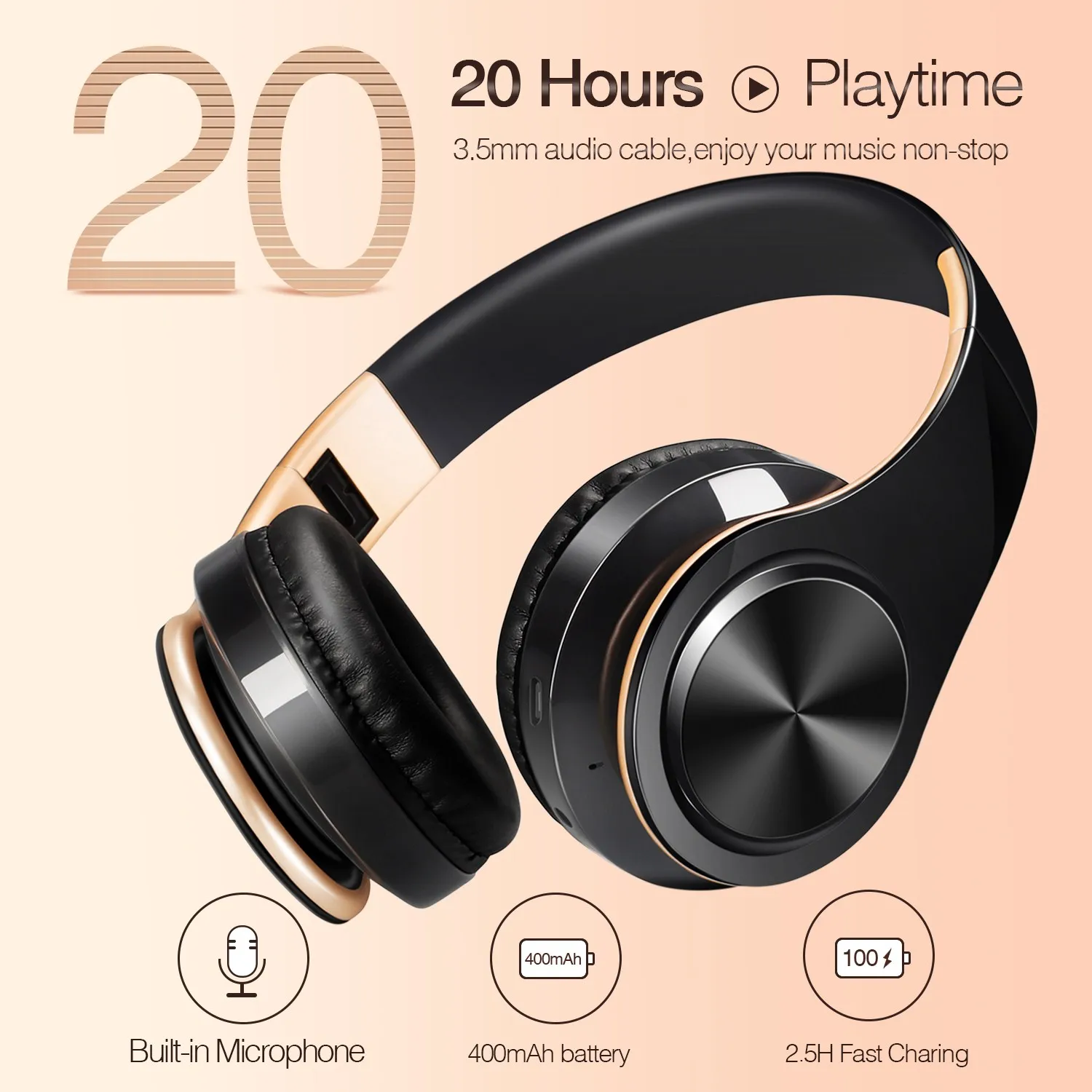 Wireless Bluetooth Headphones with Mic 2