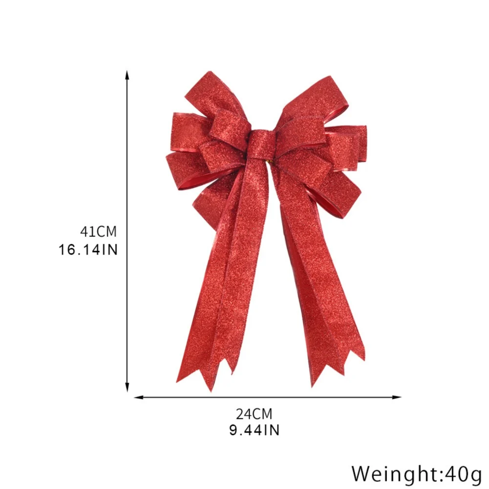 Description Picture 3 of itemNew Christmas Bows Outdoor Decorations Large Christmas Tree Topper Bow with Glitter Gold Edge for Christmas Door Decorations