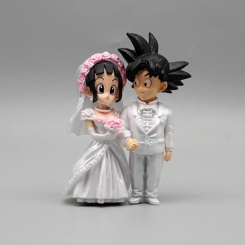 

9cm Anime Dragon Ball Figures Wedding Dress Chichi Son Goku Action Figures PVC Model Collection Toys Birthday Gifts