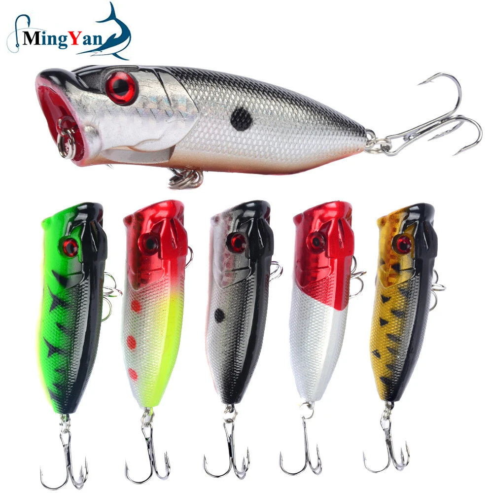 1-Pcs 6.5cm 12g Topwater Popper Fishing Lure – Hard Plastic Wobbler with 6# Treble Hooks for Bass, Pike & Trout 1