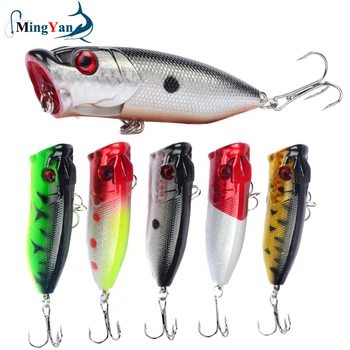 1-Pcs 6.5cm 12g Topwater Popper Fishing Lure – Hard Plastic Wobbler with 6# Treble Hooks for Bass, Pike & Trout 1