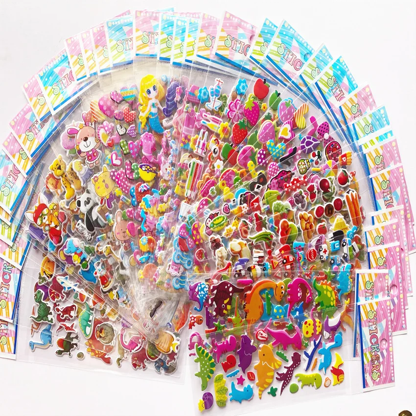 30Pcs Cartoon 3D Stickers for Kids Birthday Party Favors Baby Shower Boy Girl Sticker Toys Pinata Goodie Bag Giveaway Gift kids stickers