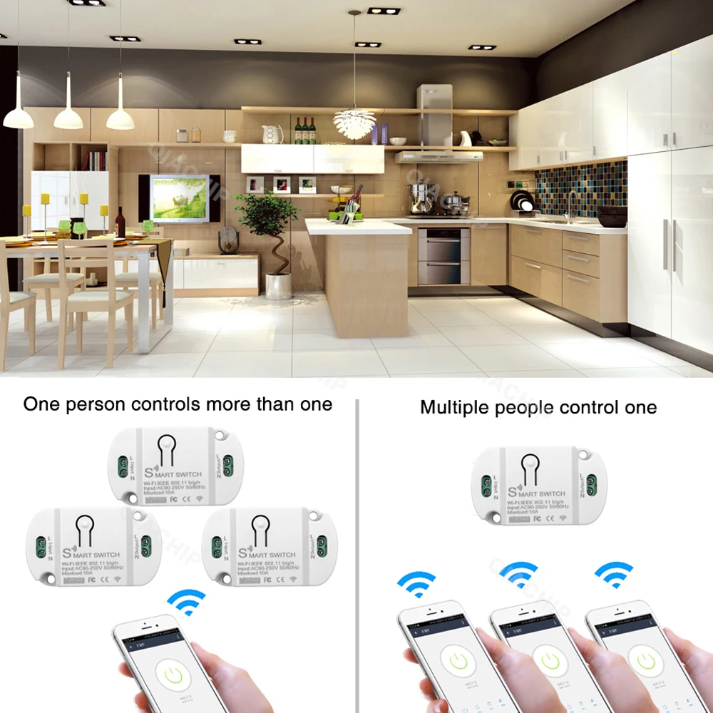 QIACHIP WiFi Mini Smart Home Wireless Remote Control 10A Doodle Smart Life APP220V Breaker Timer With Alexa Google Home wireless remote controller smart universal remote control smart ir remote control bluetooth voice remote control