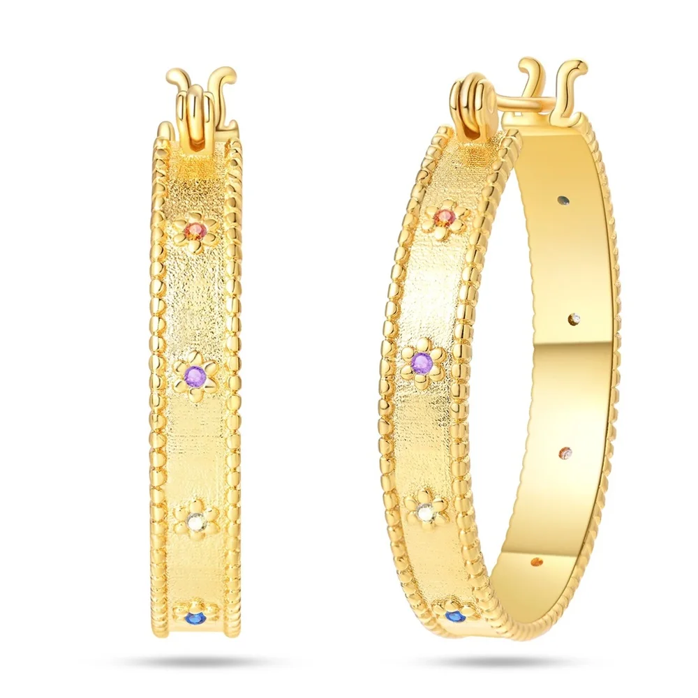 Женские серьги из серебра 925 пробы, с цветным цветком
