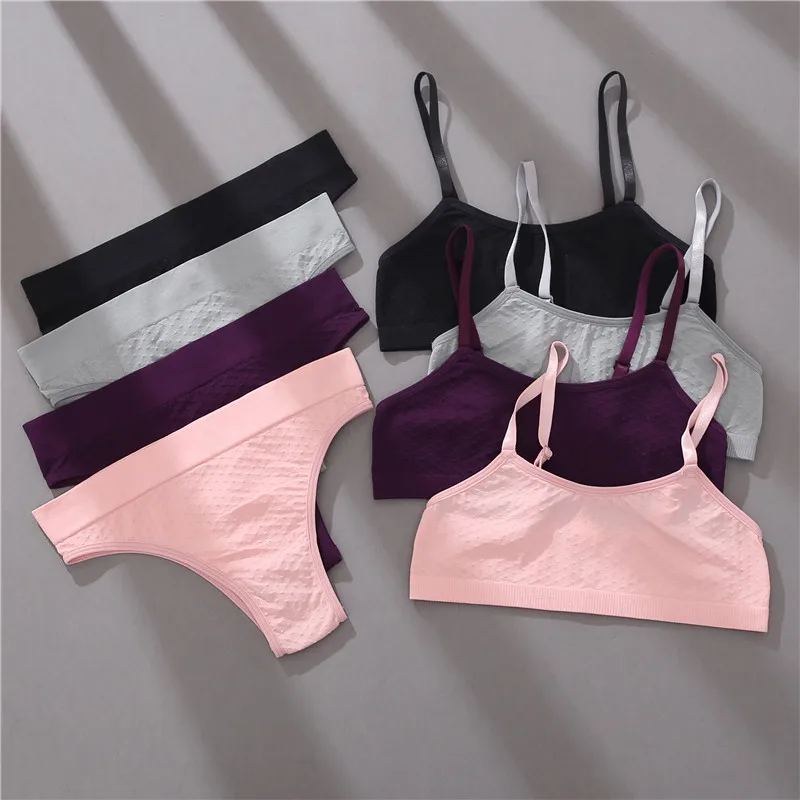 Women Bra Set Seamless 3D Dot Suits Female Wireless Tanks Suit Sexy Low Waist Ladies Tops Panties Comfortable Girls Lingerie New sexy bra panty set