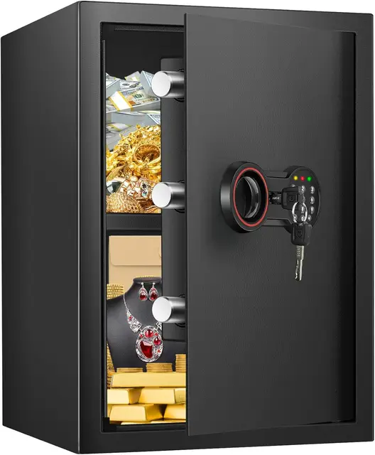 3.3 Cub Large Home Safe Fireproof Waterproof, Anti-theft Fireproof Safe Box with Programmable Keypad, Spare Keys and Removable S 1