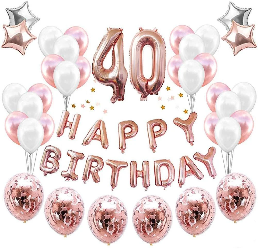 

Rose Gold Theme Birthday Party Decoration Balloon Set 1 16 18 19 22 23 24 30 40 Years Old Balloon Star Sequin Balloon Set