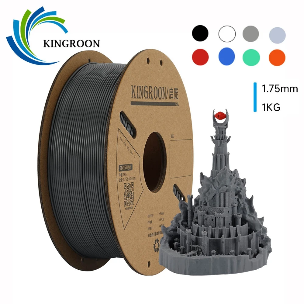 킹룬 표준 1KG PLA PETG TPU ABS 필라멘트 1.75mm +/- 0.03mm 기포 없음 3D 프린터 플라스틱, 랜덤 스풀