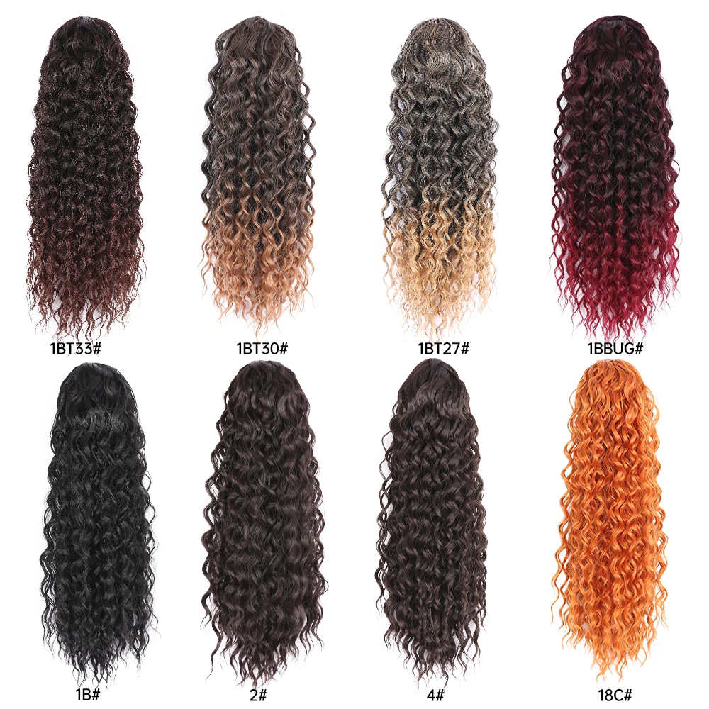 Synthetc Long Afro Kinky Curly Ponytail Hair Extension Ponytail Water Wave Ombre Drawstring Hair Clip In Extension fake hair extensions