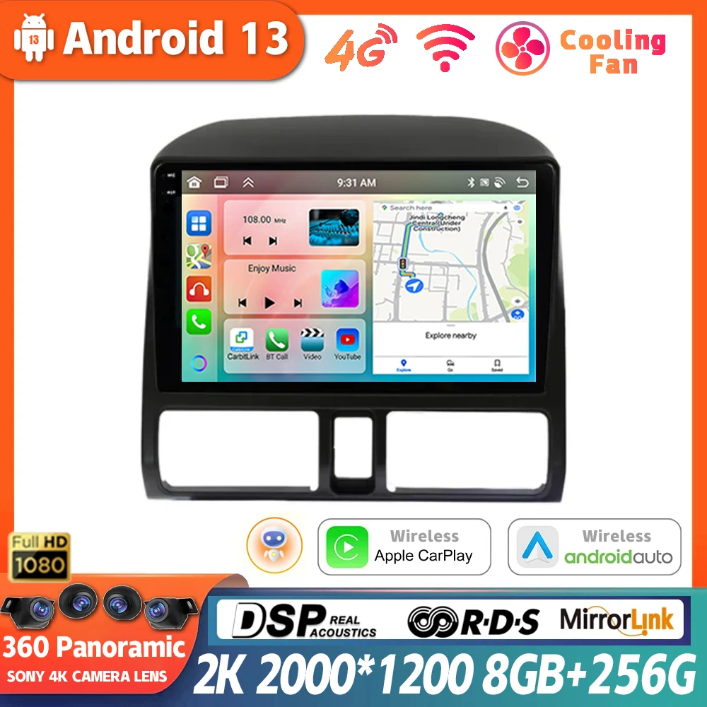 

Wireless Carplay Auto Android 13 Car Radio For Honda CR-V CRV 2 2001 2002 2003-2006 Multimedia GPS Autoradio 4G WIFI DSP Navi