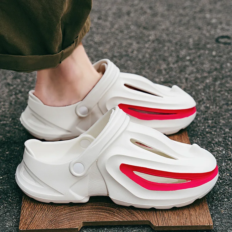 Evshine Men Shark Slides Eva Flat Sandals Summer Beach Footwear_voghion.com