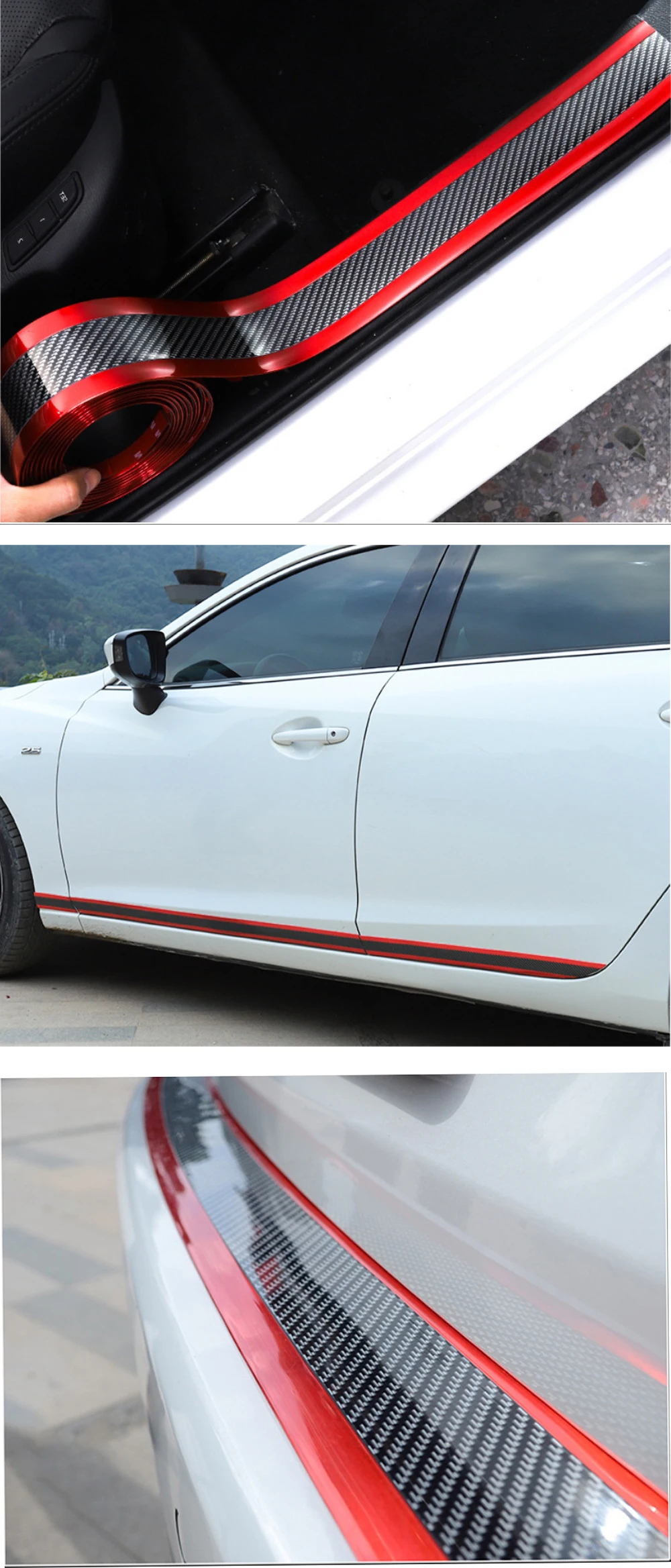 modified decals Car Scratchproof Stickers Carbon Fiber Auto Door Sill Bumper Trunk Anti-collision Strip Car Styling Threshold Protector Film car window stickers