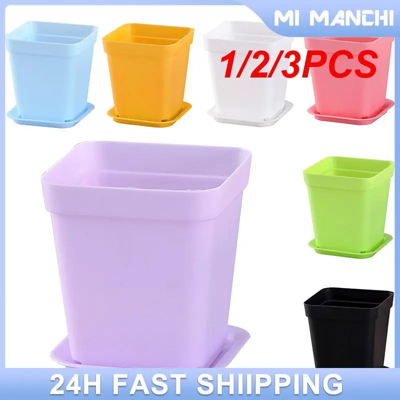 

1/2/3PCS Flower Pot Attractive Eco-friendly Plastic Flower Pot With Tray Assorted Color Flower Accessories Trendy Saucer Durable