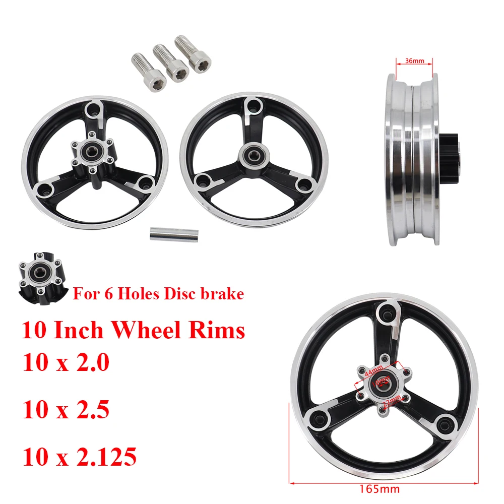 Separable Aluminum Alloy Rims Disc Brake For 10Inch Electric Scooter 10x2.0 10x2.5 10x2.125 Tire Wheels Modification Accessories