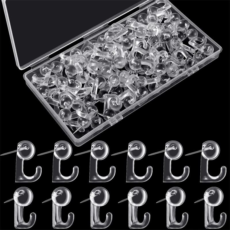 Push Pins 50pc Plastic Heads Thumbtack Hook Back Pins for Cork Board Bulletin