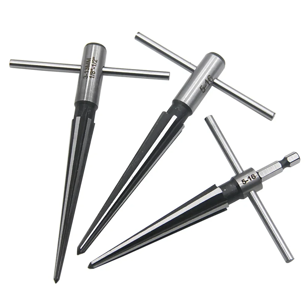 

Hand Taper Reamer 1/8-1/2 (3-13mm) 5-16 Taper Reamer Chamfer Opening Countersunk Head Cutting Tool Hexagonal Shank Tool