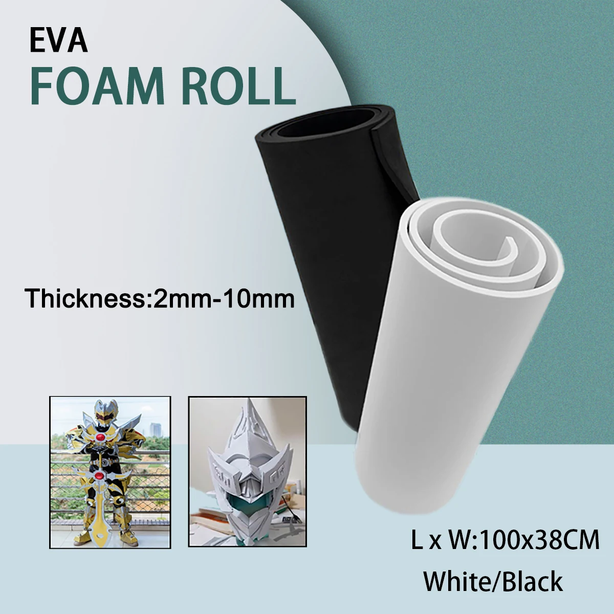 Eva Foam Sheets, 1PC Dikte 1/2/3/5/10mm Cosplay Eva Foam Sheets Geluidabsorberend Geluid Spone Foam Craft Eva Sheets Handgemaakt Modelbouwmateriaal(White,Thick 10mm 35x50cm
