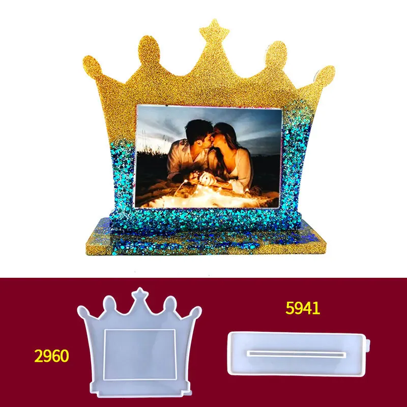 DIY Crown Photo Frame Ornament Silicone Mold Tabletop Photo Frame Decoration Mold For Handmade Resin Casting Mirror Epoxy Molds