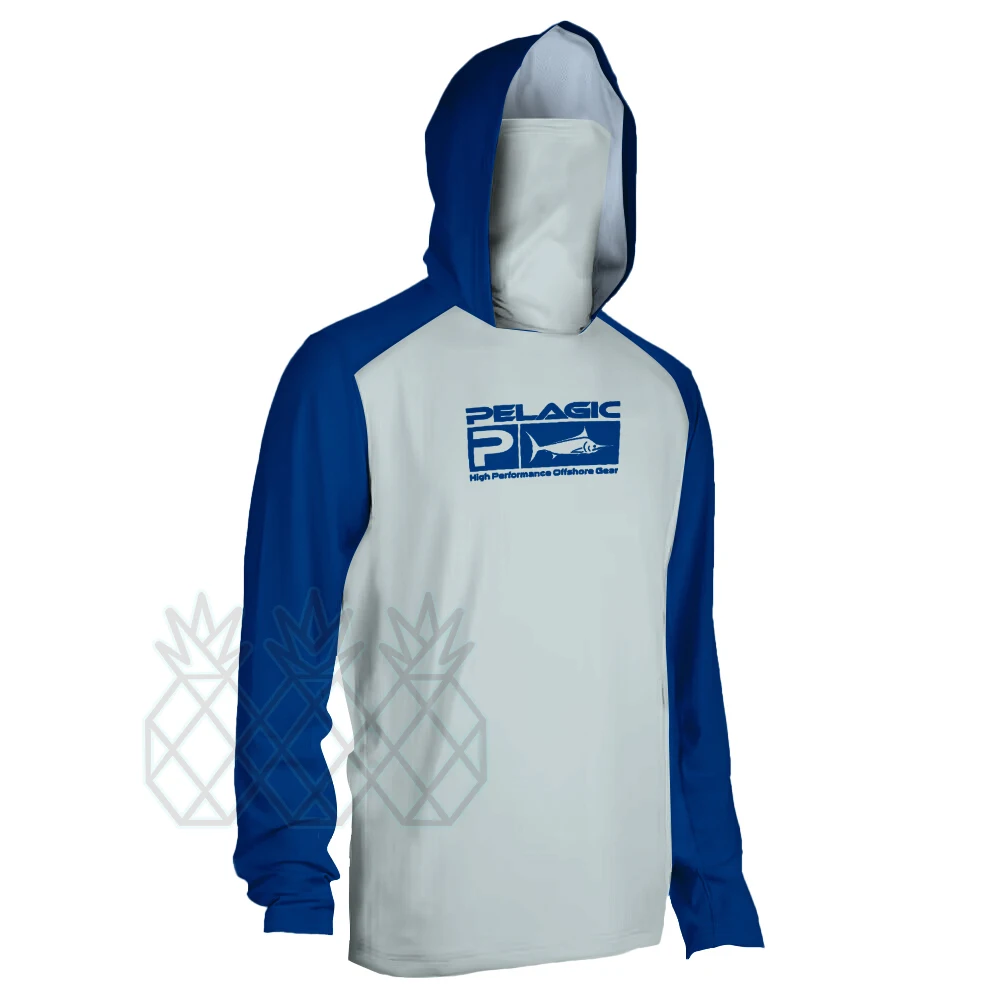 Camicia da pesca pelagica UPF 50+ Camicia da pesca con cappuccio da uomo con maschera UV T-shirt con cappuccio Abbigliamento da pesca Felpa con cappuccio Moisture787_voghion.com