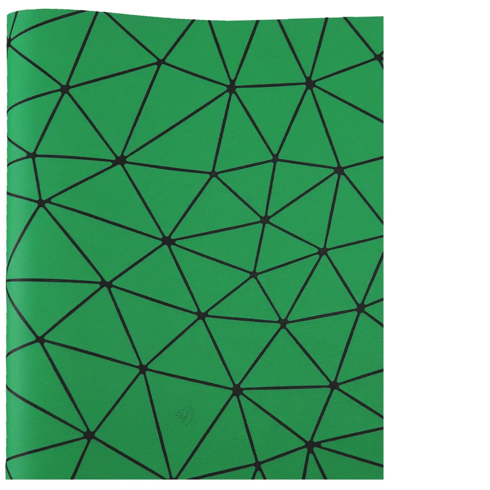 Plain Solid Green Litchi Weave Diamond Textured Smooth Soft Faux Synthetic Leather Fabric For Wedding DIY Craft MH008