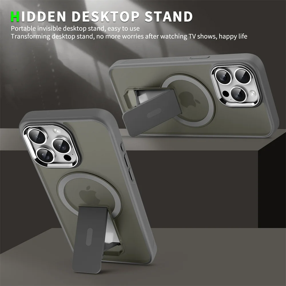 Enhanced Magnetic Wireless Charging Stand Holder Case with Matte Luxury Finish
