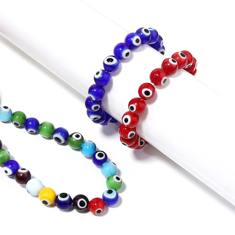 Apx35-90 Stück/Strang 4, 6, 8, 10 mm, mehrfarbig, böser Blick, Perlen für Schmuckherstellung, Lampwork-Glas, türkische Augenperlen, DIY-Armband, Ohrring – Detail 3
