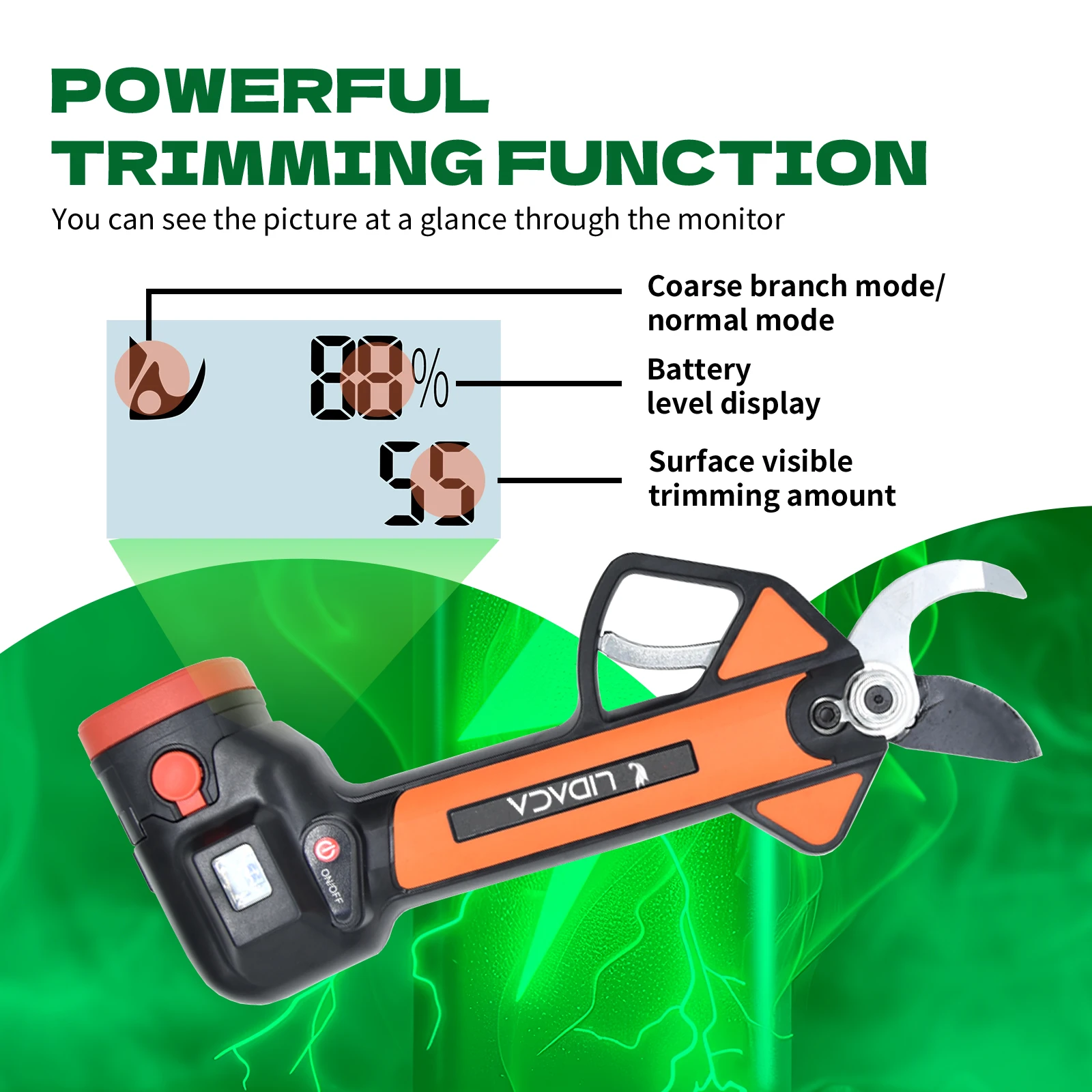 16.8V 30mm Cordless Pruner Lithium-ion Pruning Shear Efficient electric scissors Bonsai Electric Tree Branches  garden tools M30 4