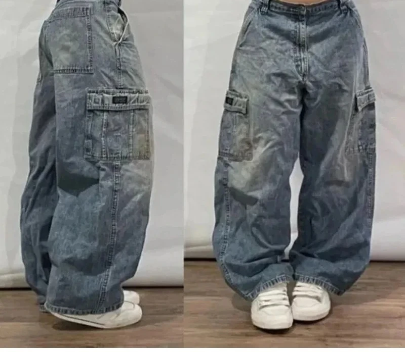 Jean Cargo Blanc Baggy Pour Femmes, Harajuku Y2k Des Années 90, Pantalon En Denim Surdimensionné Taille Haute, Pantalon En Jean Des Années 2000, Vêtements Vintage