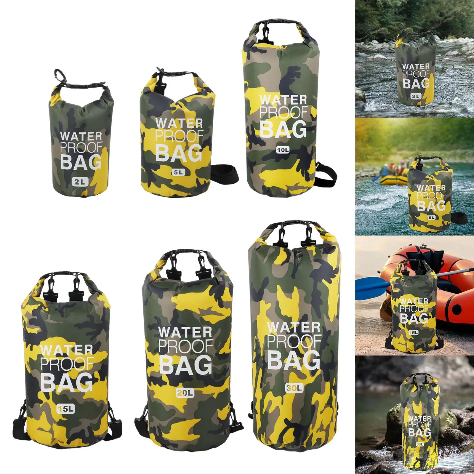 Floating Dry Sack Roll Top Camping Fishing Beach Waterproof Dry Bag Storage Bag for Water Sports Rafting Boating Pouch Women Men